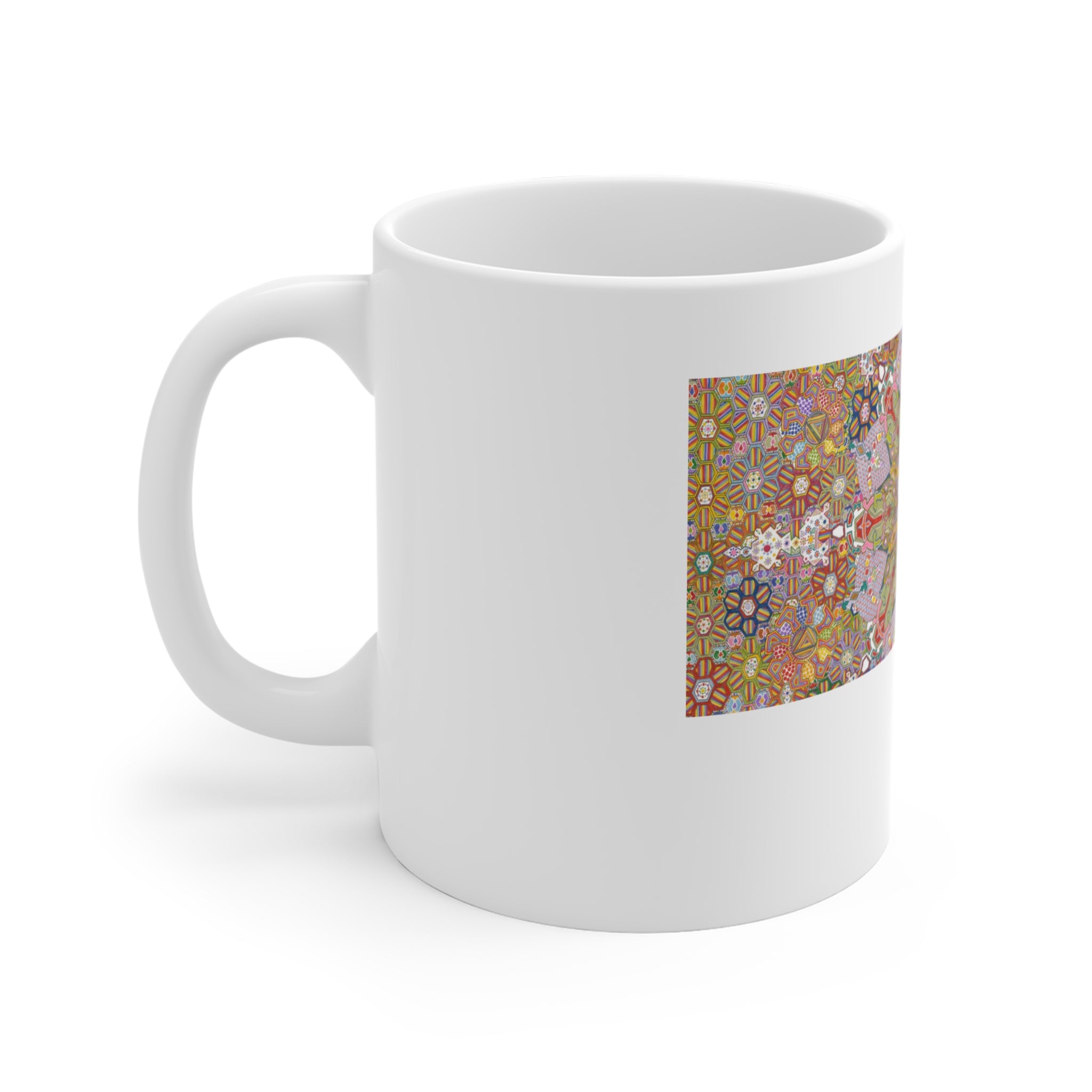 Kaleidoscope Mandala Coffee Mug — Colorful Geometric 11oz Ceramic Cup Artwork 6