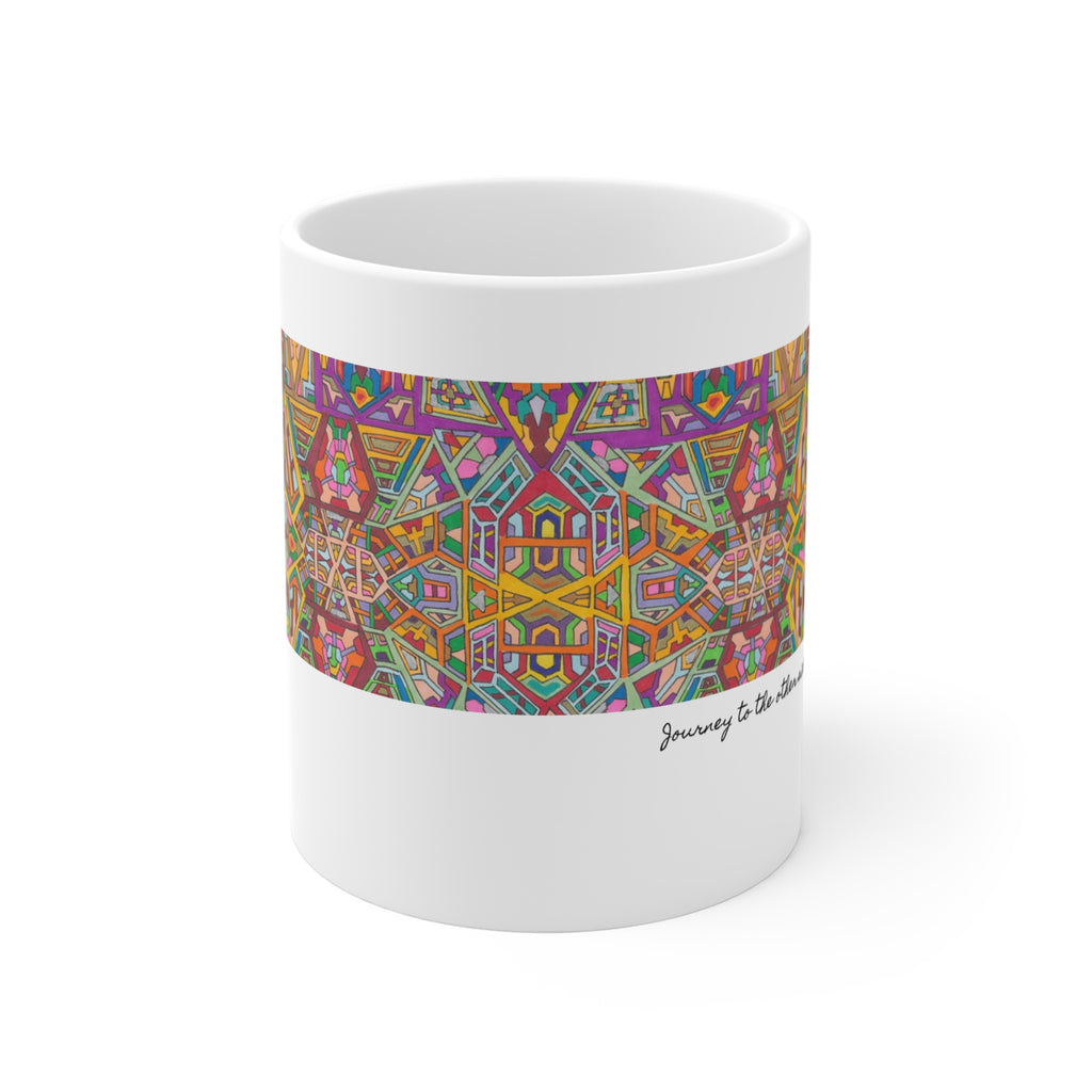 Kaleidoscope Mandala Coffee Mug — Colorful Geometric 11oz Ceramic Cup Artwork 2