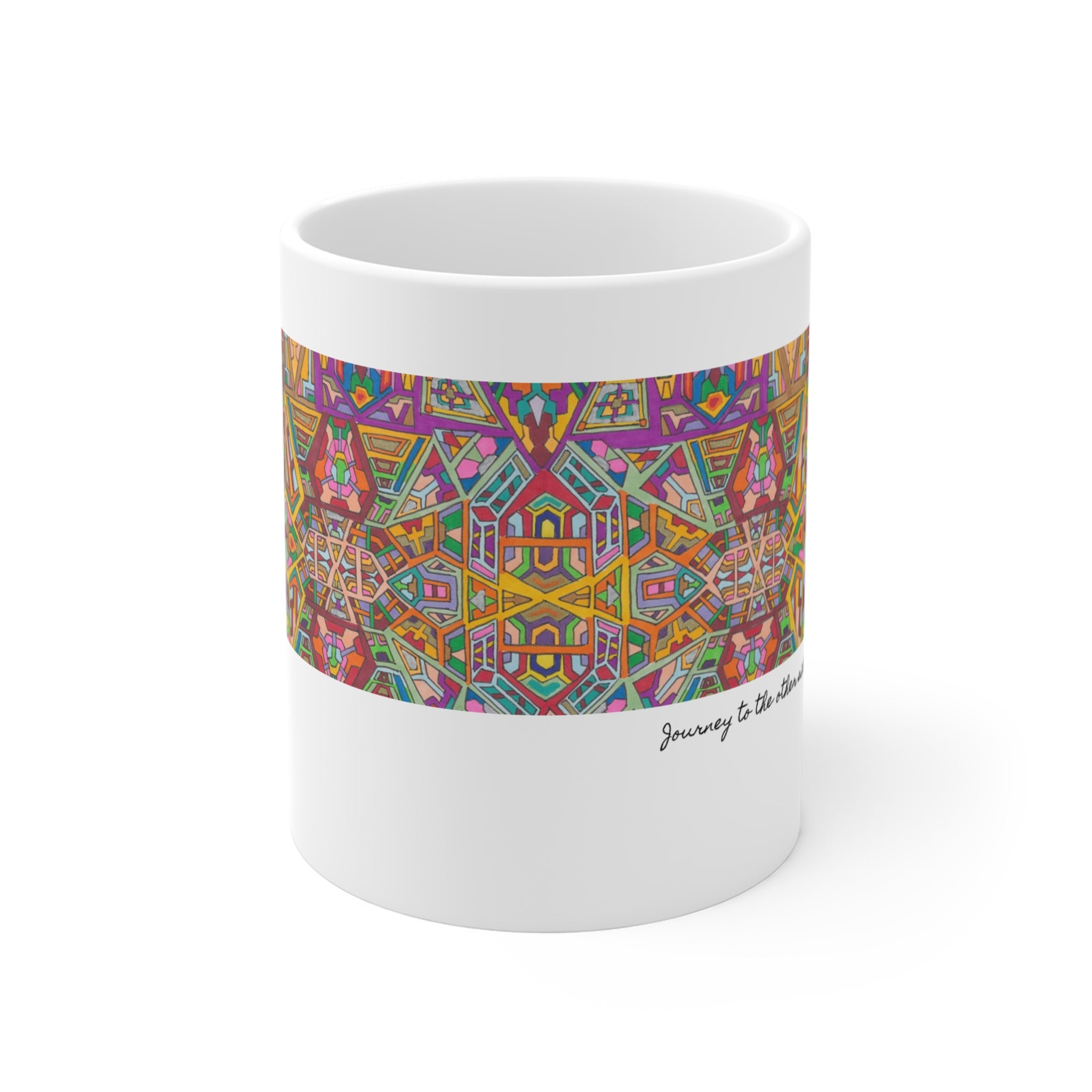 Kaleidoscope Mandala Coffee Mug — Colorful Geometric 11oz Ceramic Cup Artwork 2