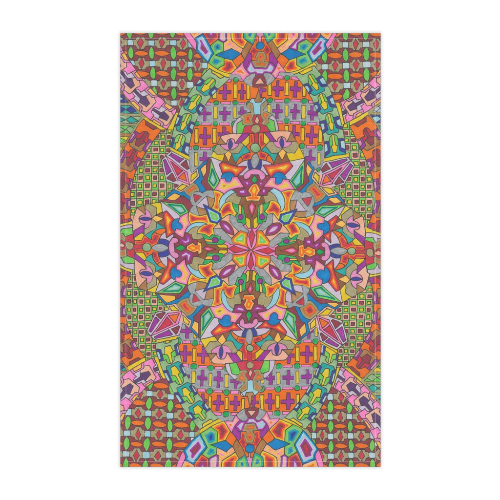 Colorful Geometric Pattern Tea Towel — Mandala Geometric Kitchen Linen - Artwork 10