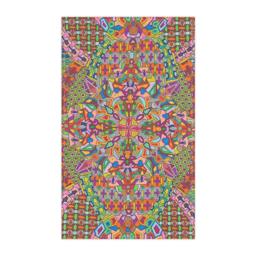 Colorful Geometric Pattern Tea Towel — Mandala Geometric Kitchen Linen - Artwork 10