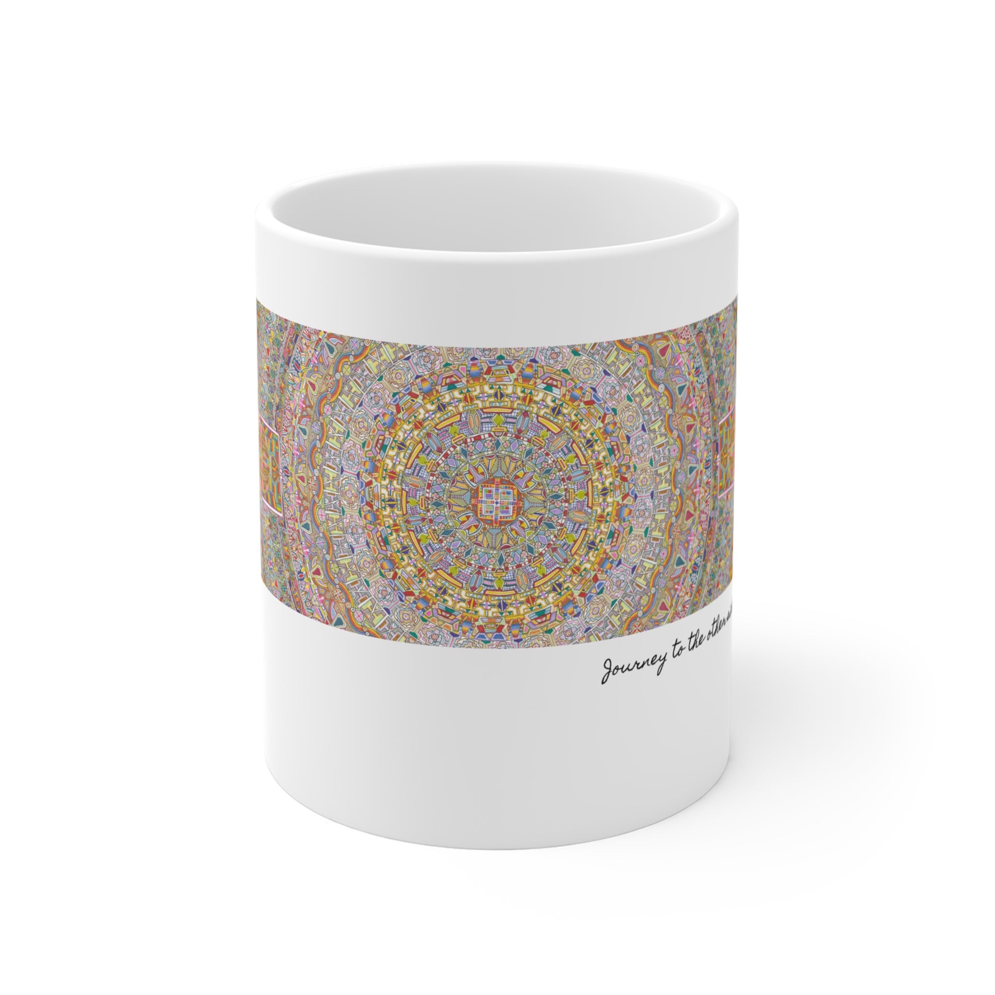 Kaleidoscope Mandala Coffee Mug — Colorful Geometric 11oz Ceramic Cup Artwork 7