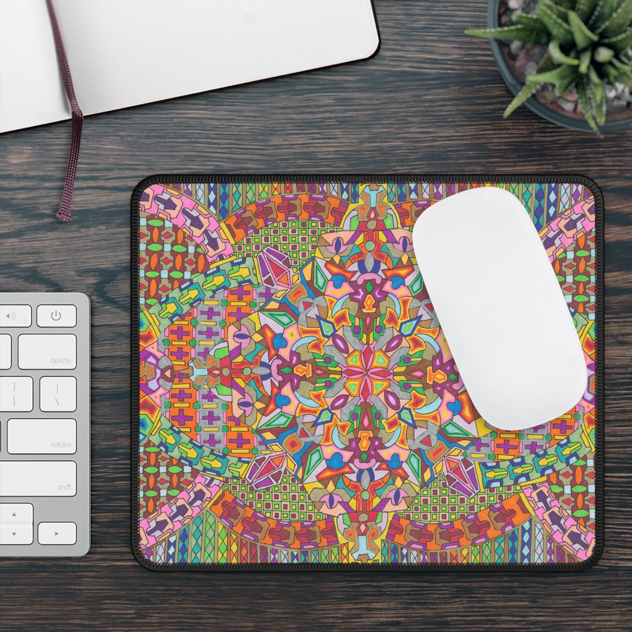 Psychedelic Kaleidoscope Gaming Mouse Pad — Colorful Geometric Desk Mat - Artwork 10