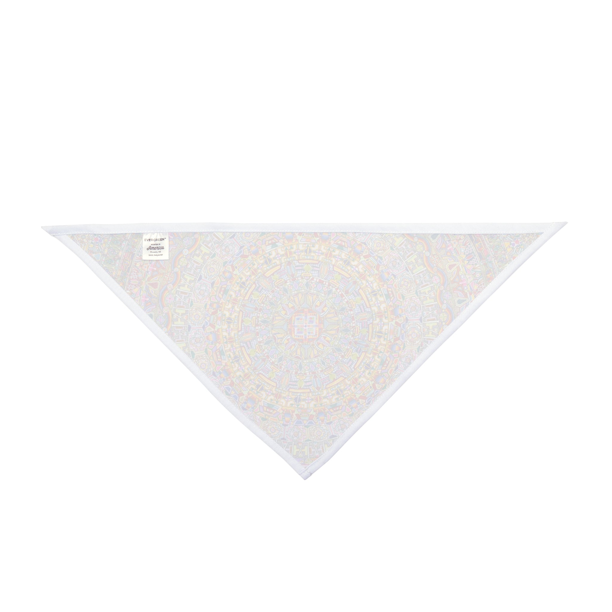 Hand Drawn Mandala Mosaic Pet Bandana — Pastel Floral Dog & Cat Accessory