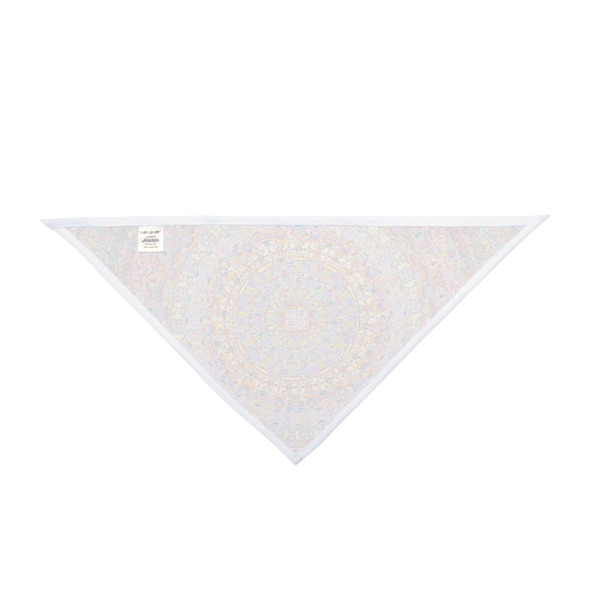 Hand Drawn Mandala Mosaic Pet Bandana — Pastel Floral Dog & Cat Accessory