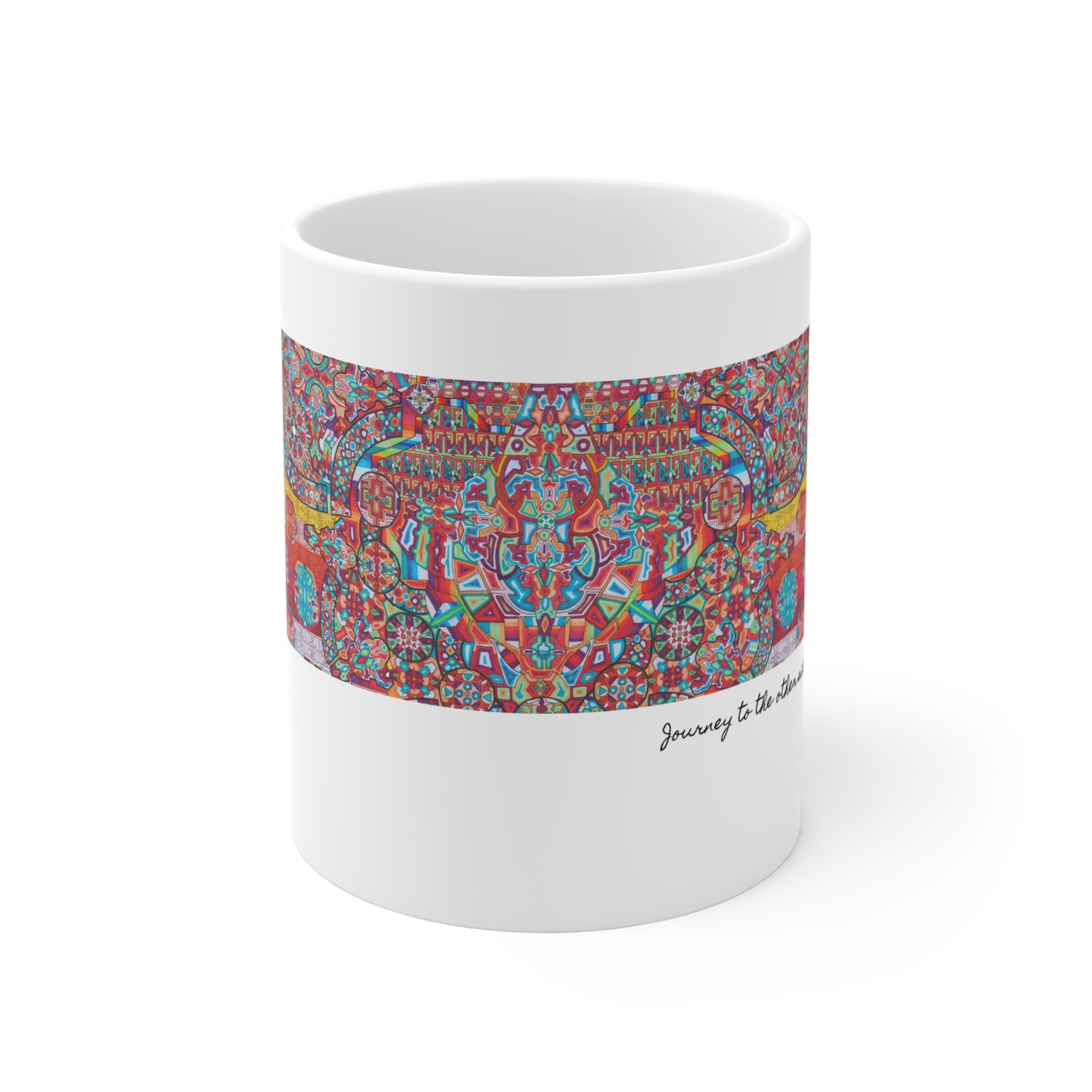 Kaleidoscope Mandala Coffee Mug — Colorful Geometric 11oz Ceramic Cup Artwork 4