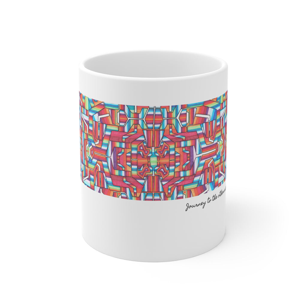 Kaleidoscope Mandala Coffee Mug — Colorful Geometric 11oz Ceramic Cup Artwork 8