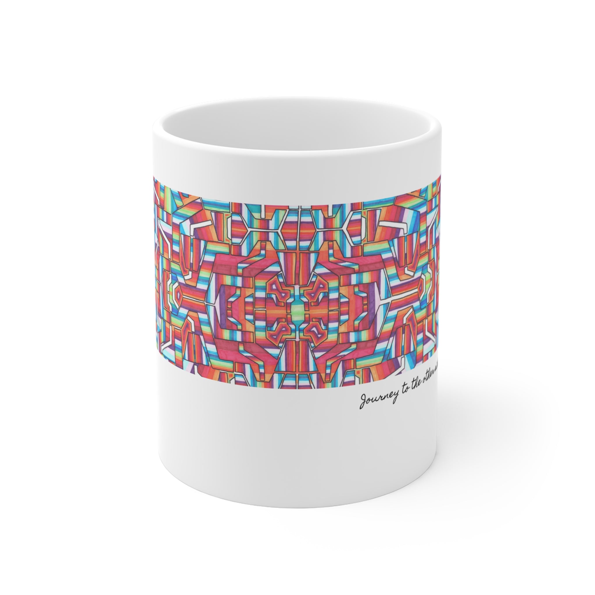 Kaleidoscope Mandala Coffee Mug — Colorful Geometric 11oz Ceramic Cup Artwork 8
