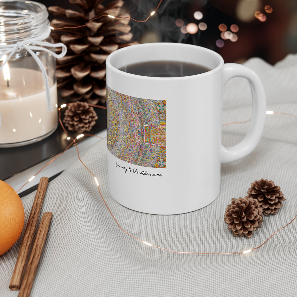 Kaleidoscope Mandala Coffee Mug — Colorful Geometric 11oz Ceramic Cup Artwork 7