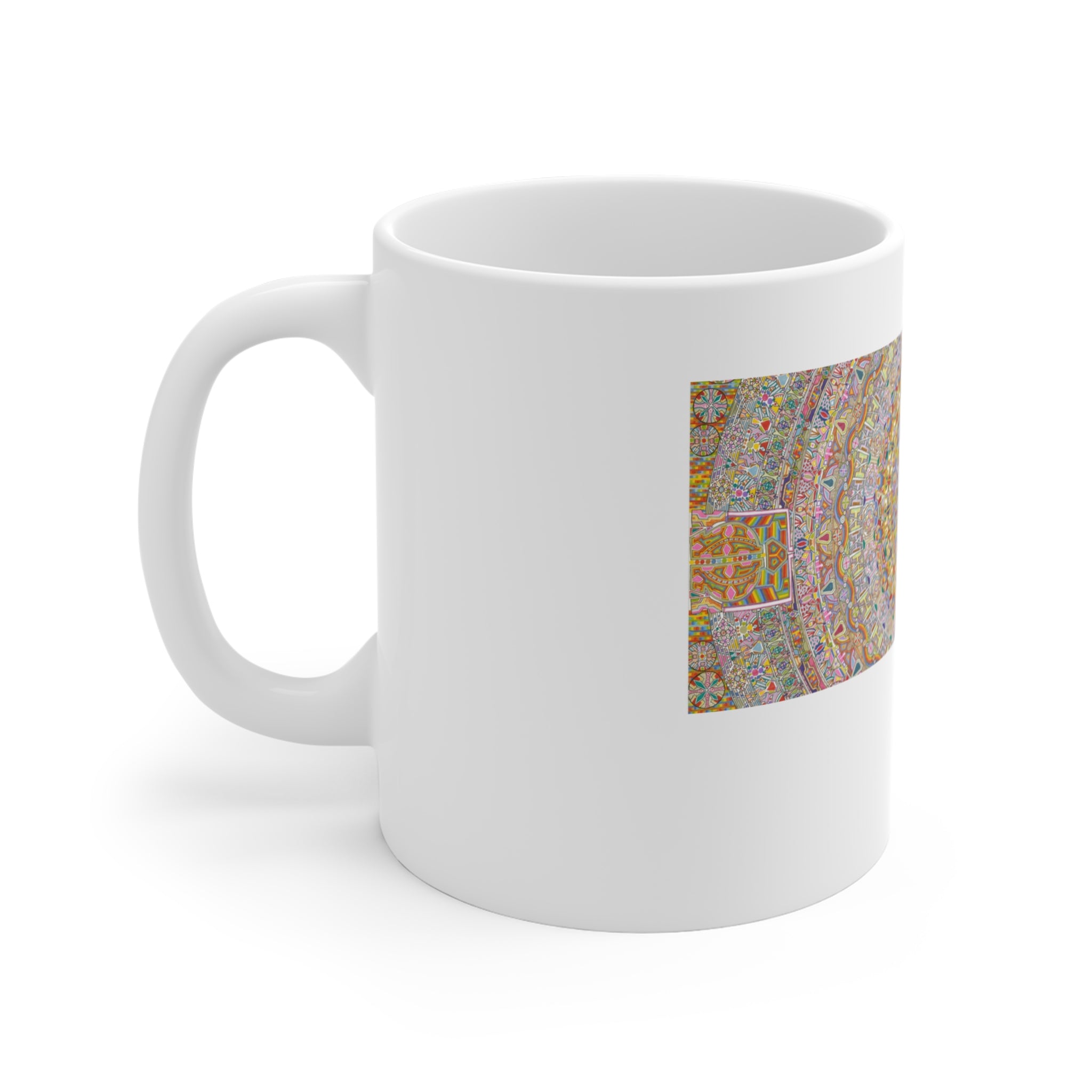 Kaleidoscope Mandala Coffee Mug — Colorful Geometric 11oz Ceramic Cup Artwork 7