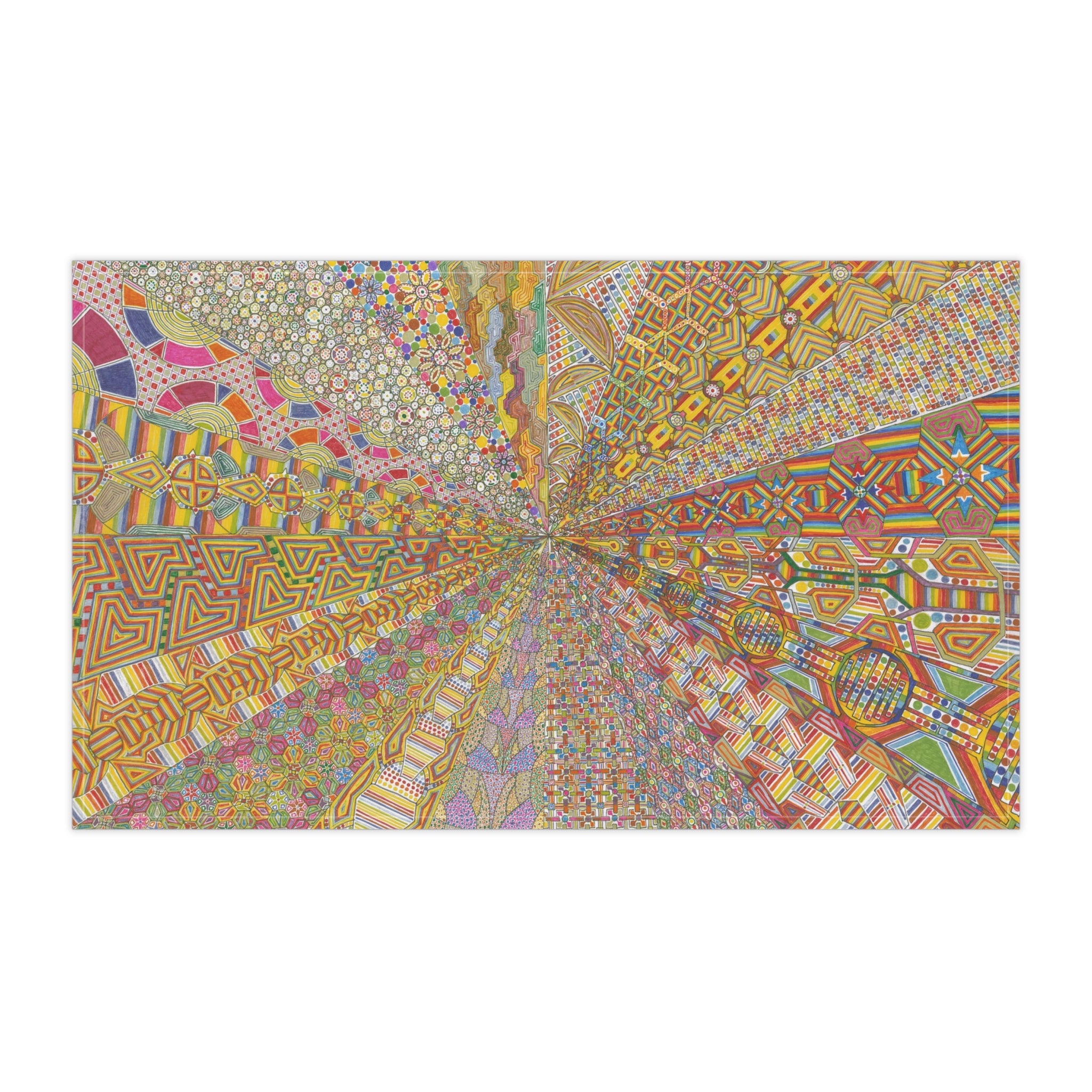 Colorful Geometric Pattern Tea Towel — Mandala Geometric Kitchen Linen - Artwork 9