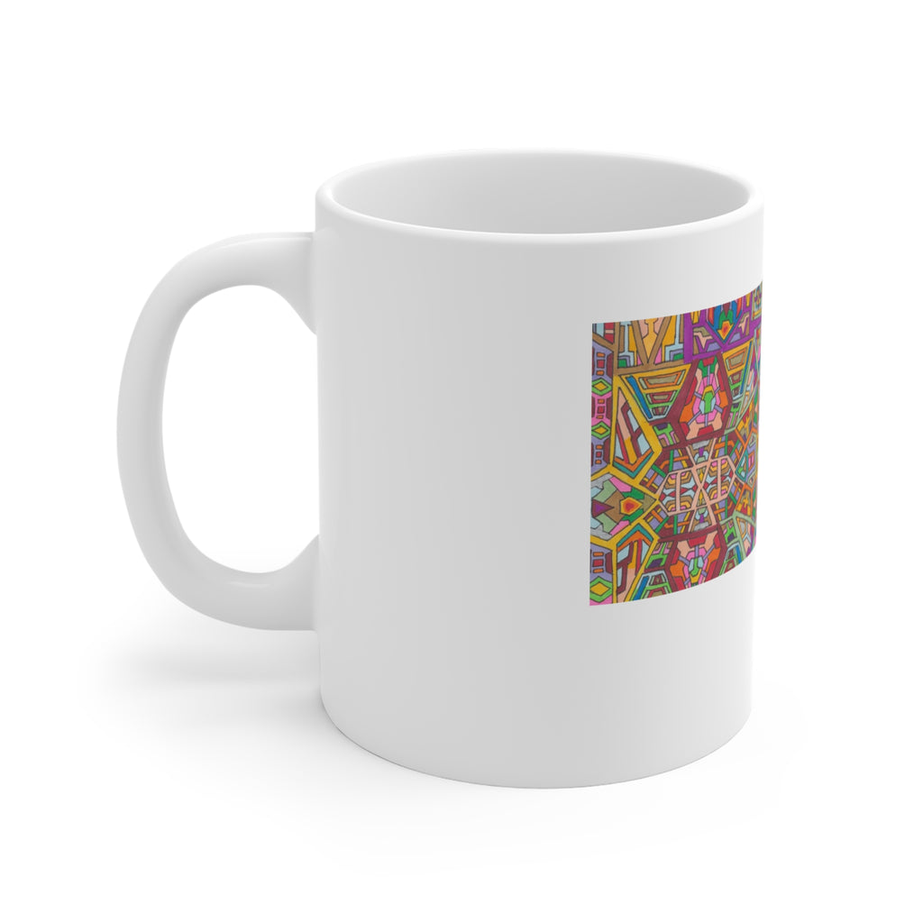 Kaleidoscope Mandala Coffee Mug — Colorful Geometric 11oz Ceramic Cup Artwork 2
