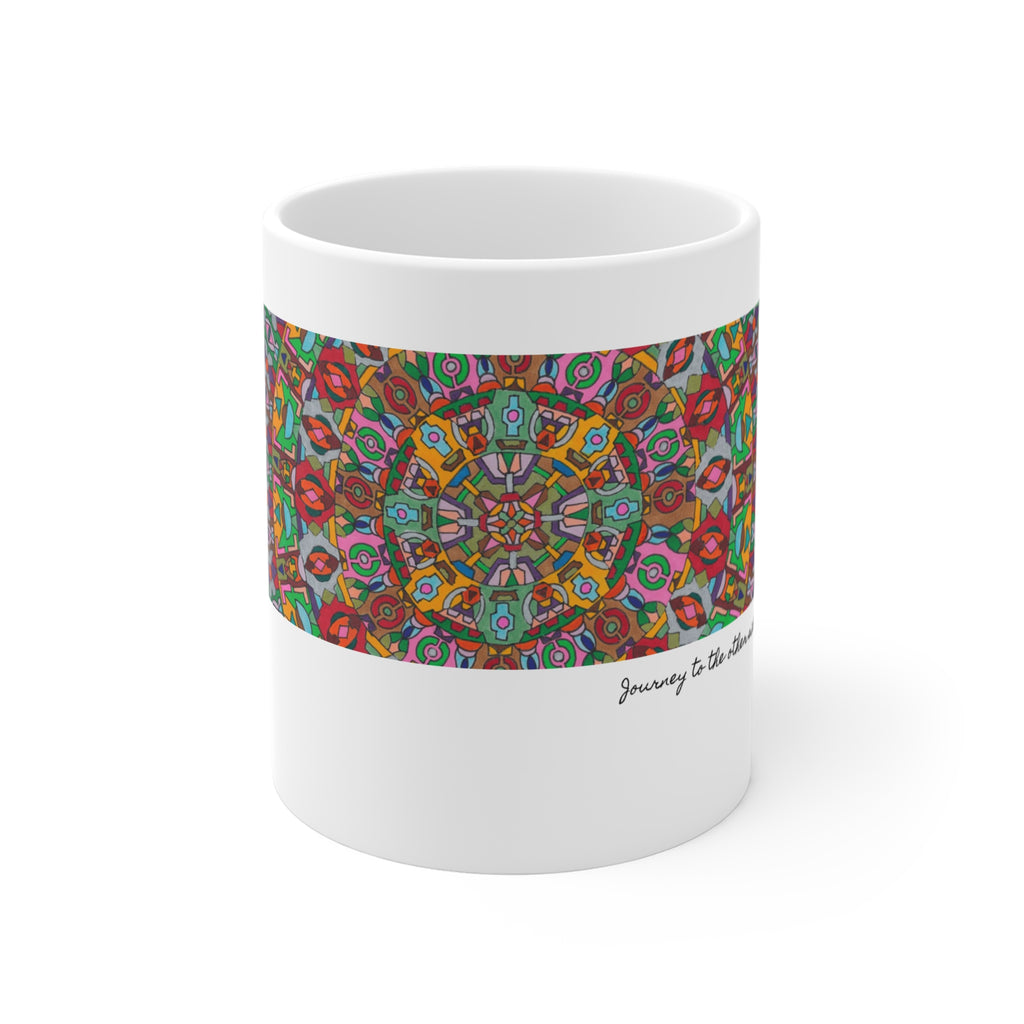 Kaleidoscope Mandala Coffee Mug — Colorful Geometric 11oz Ceramic Cup Artwork 1