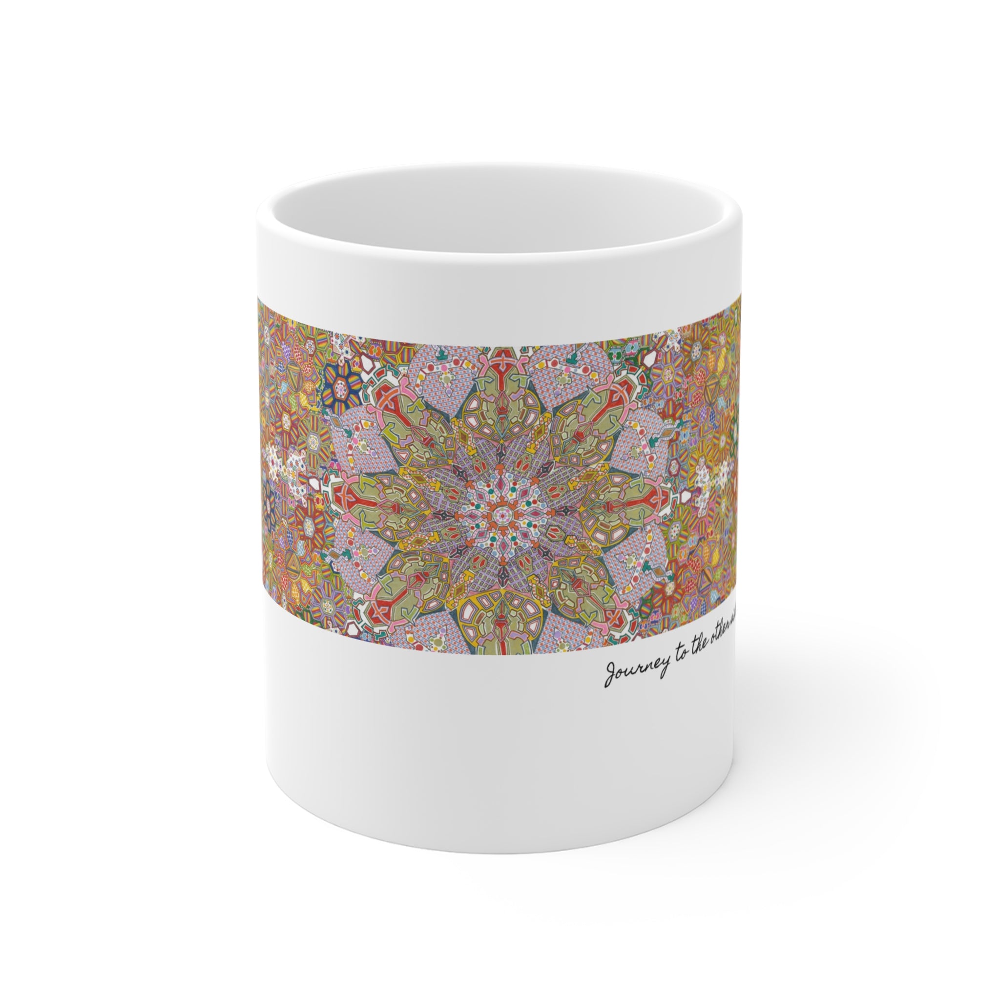 Kaleidoscope Mandala Coffee Mug — Colorful Geometric 11oz Ceramic Cup Artwork 6