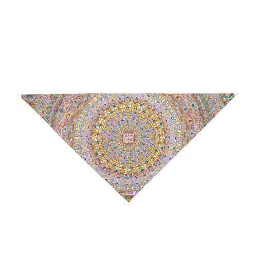 Hand Drawn Mandala Mosaic Pet Bandana — Pastel Floral Dog & Cat Accessory