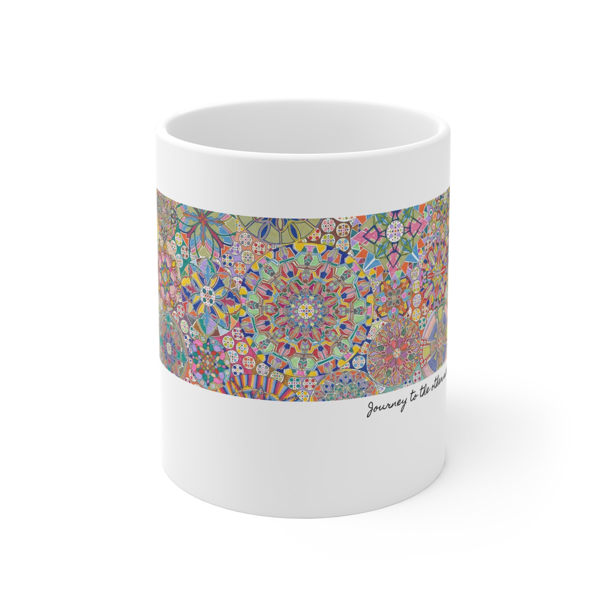 Kaleidoscope Mandala Coffee Mug — Colorful Geometric 11oz Ceramic Cup Artwork 5