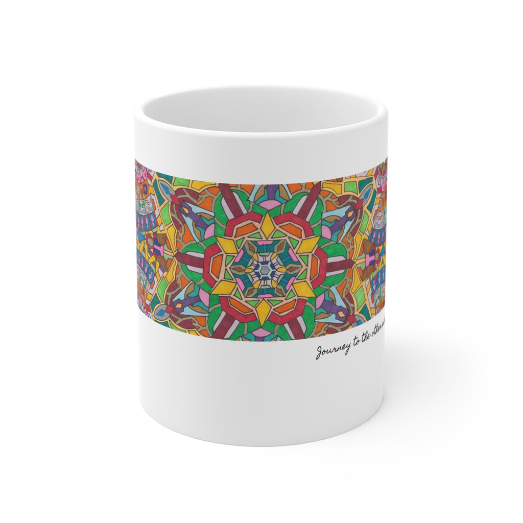 Kaleidoscope Mandala Coffee Mug — Colorful Geometric 11oz Ceramic Cup Artwork 3