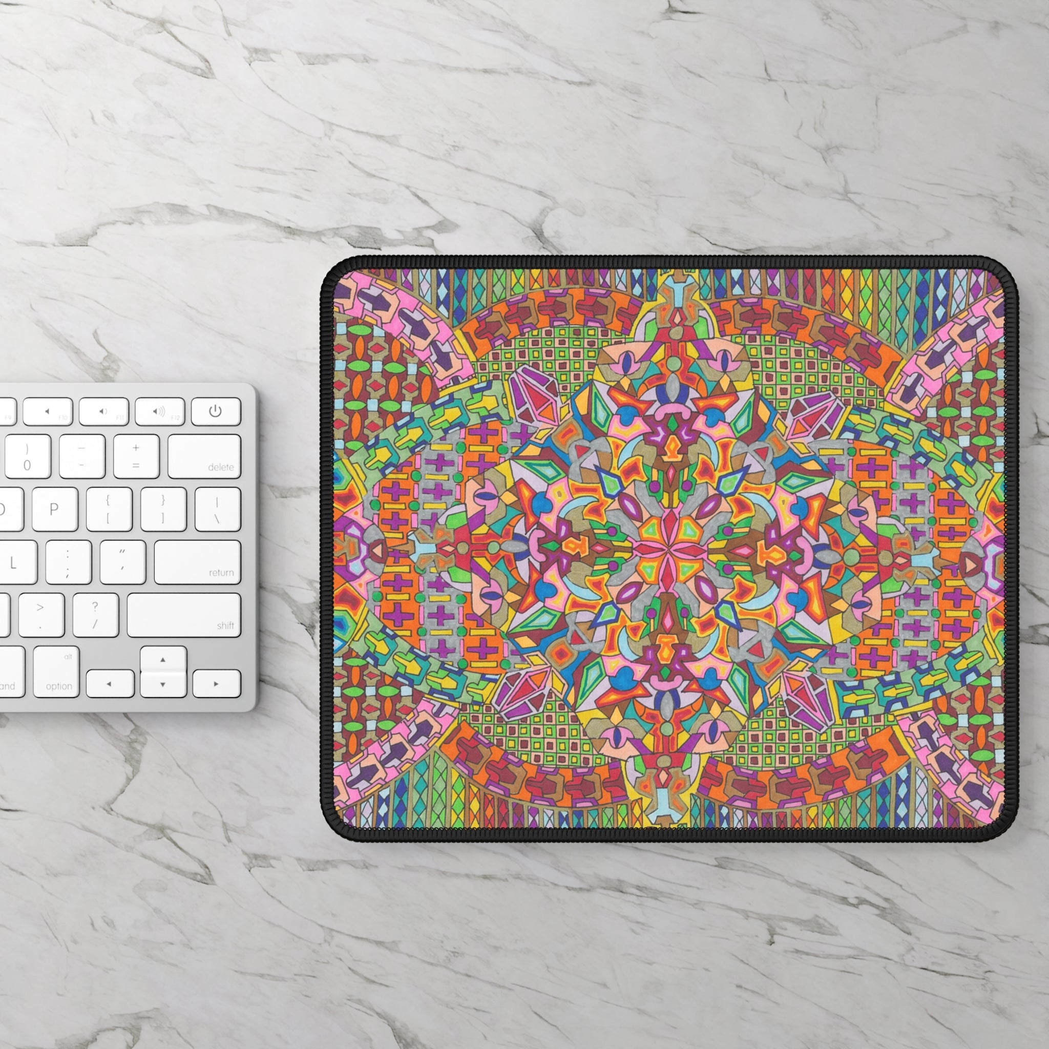 Psychedelic Kaleidoscope Gaming Mouse Pad — Colorful Geometric Desk Mat - Artwork 10