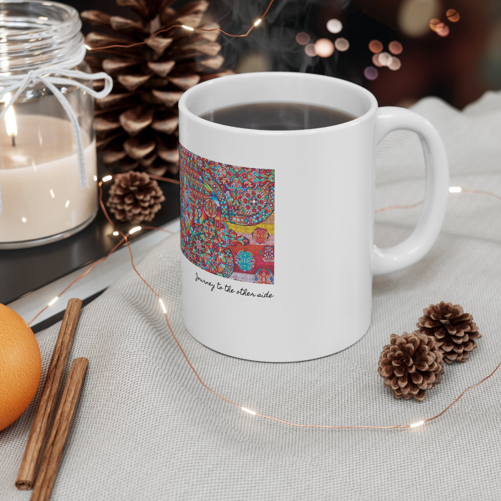 Kaleidoscope Mandala Coffee Mug — Colorful Geometric 11oz Ceramic Cup Artwork 4