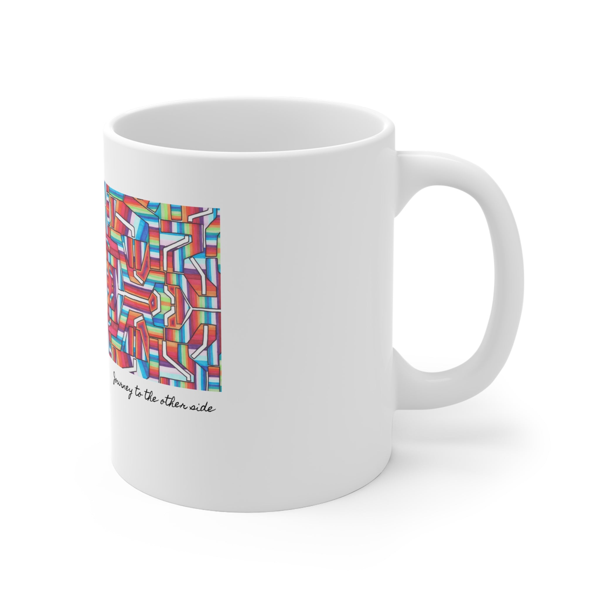 Kaleidoscope Mandala Coffee Mug — Colorful Geometric 11oz Ceramic Cup Artwork 8
