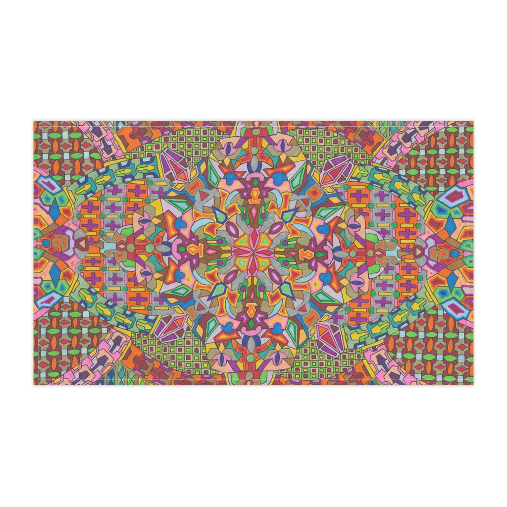 Colorful Geometric Pattern Tea Towel — Mandala Geometric Kitchen Linen - Artwork 10