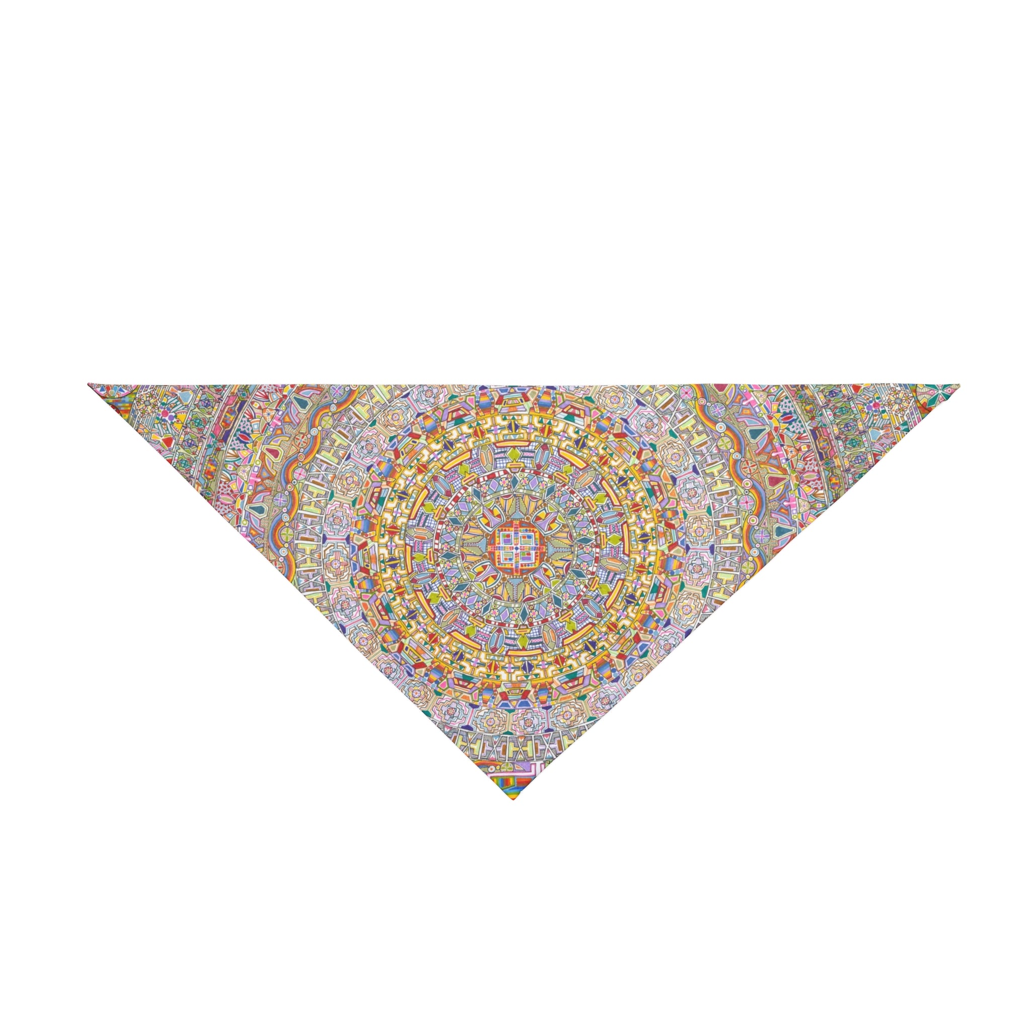 Hand Drawn Mandala Mosaic Pet Bandana — Pastel Floral Dog & Cat Accessory