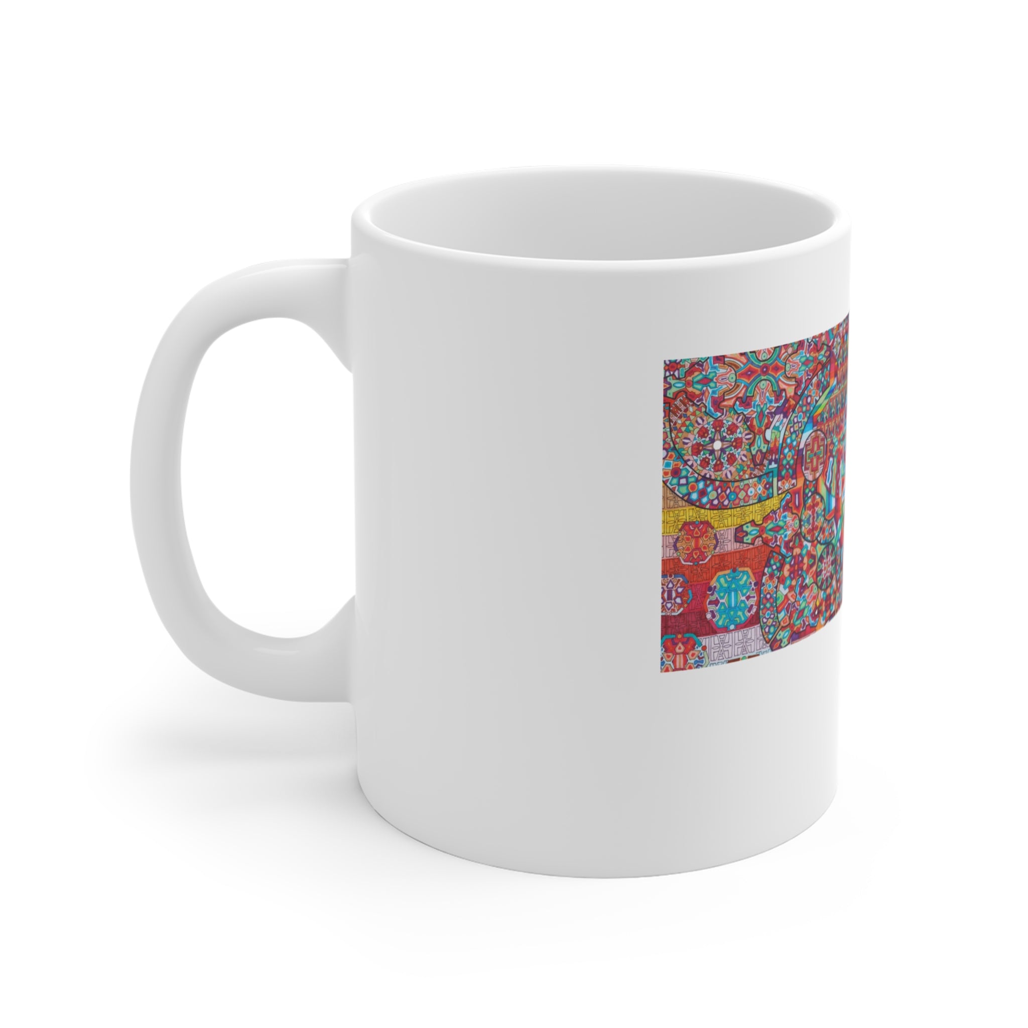 Kaleidoscope Mandala Coffee Mug — Colorful Geometric 11oz Ceramic Cup Artwork 4